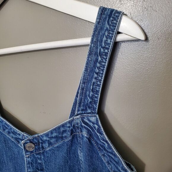 Gap Denim Dress Petite Size 4 Medium Blue Wash V-Neck Button Front Midi - Picture 4 of 12